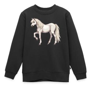 Weißes Pferd - Kinder Premium Organic Sweatshirt - Schwarz - Vorne - AI Model Kid Female (0cm)