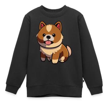 Shiba Inu Dog Illustration - Kinder Premium Organic Sweatshirt - Schwarz - Vorne - AI Model Kid Female (0cm)