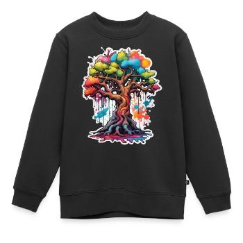Arbre / Nature / Terre / Écorce / Racines / Feuilles - Sweat Premium enfant bio - noir - Devant - AI Model Kid Female (0cm)