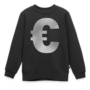 Signe de l’Euro Argent - Sweat Premium enfant bio - noir - Devant - AI Model Kid Female (0cm)
