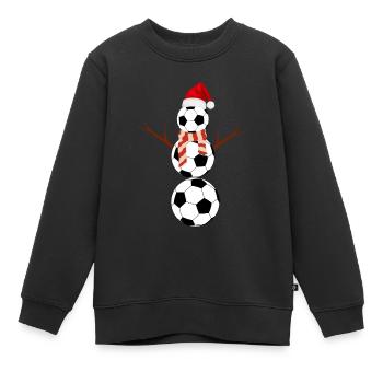 Lustiger Weihnachtsfußball-Schneemann - Kinder Premium Organic Sweatshirt - Schwarz - Vorne - AI Model Kid Female (0cm)