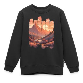 Naturlandschaft Sunset Mountains - Kinder Premium Organic Sweatshirt - Schwarz - Vorne - AI Model Kid Female (0cm)