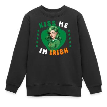 Embrasse-moi, je suis irlandaise - Sweat Premium enfant bio - noir - Devant - AI Model Kid Female (0cm)
