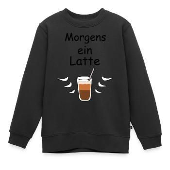 Morgens ein Latte - Kinder Premium Organic Sweatshirt - Schwarz - Vorne - AI Model Kid Female (0cm)