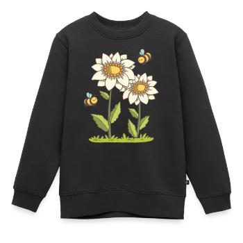 Bienen und Blüten - Kinder Premium Organic Sweatshirt - Schwarz - Vorne - AI Model Kid Female (0cm)
