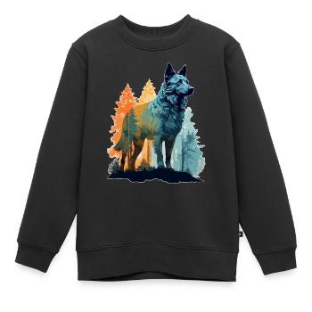 Hund in der Wildnis - Kinder Premium Organic Sweatshirt - Schwarz - Vorne - AI Model Kid Female (0cm)