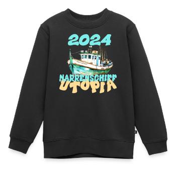 Utopia de la Nef des fous 2024 - Dates - Sweat Premium enfant bio - noir - Devant - AI Model Kid Female (0cm)