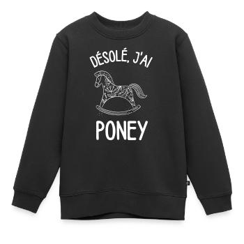 Cheval poney course - Sweat Premium enfant bio - noir - Devant - AI Model Kid Female (0cm)