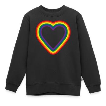 Herz Regenbogen Symbol LGTBQ+ Community - Kinder Premium Organic Sweatshirt - Schwarz - Vorne - AI Model Kid Female (0cm)