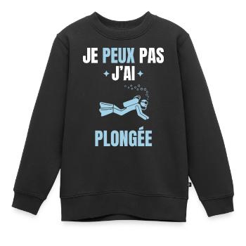 je peux pas j'ai plongée - Sweat Premium enfant bio - noir - Devant - AI Model Kid Female (0cm)