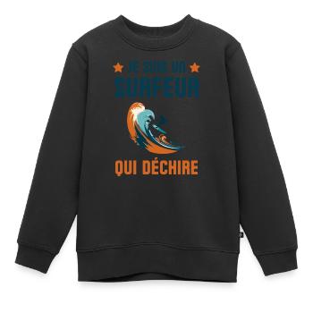 Je suis un surfeur qui déchire 1 - Sweat Premium enfant bio - noir - Devant - AI Model Kid Female (0cm)