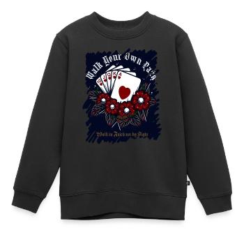 Kiss My Ace Poker Spiel Kartenspiel Casino Skull 3D - Kinder Premium Organic Sweatshirt - Schwarz - Vorne - AI Model Kid Female (0cm)