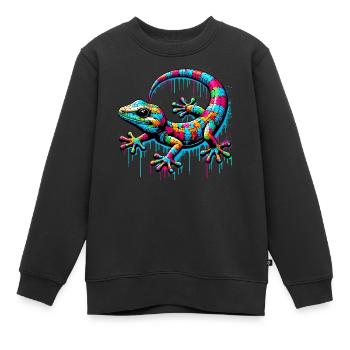 Gecko - Sweat Premium enfant bio - noir - Devant - AI Model Kid Female (0cm)