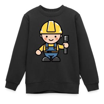 Der kleine Bauarbeiter in Aktion - Kinder Premium Organic Sweatshirt - Schwarz - Vorne - AI Model Kid Female (0cm)