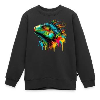 Leguan - Kinder Premium Organic Sweatshirt - Schwarz - Vorne - AI Model Kid Female (0cm)