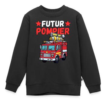 Futur Pompier - Sweat Premium enfant bio - noir - Devant - AI Model Kid Female (0cm)