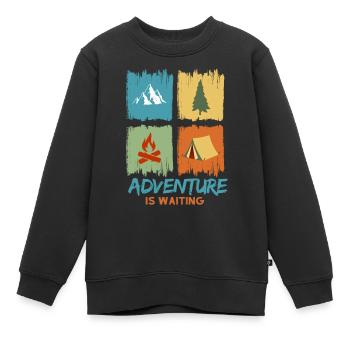 Das Abenteuer wartet auf Sie - Kinder Premium Organic Sweatshirt - Schwarz - Vorne - AI Model Kid Female (0cm)