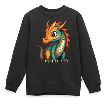 Drache Türkis - Kinder Premium Organic Sweatshirt - Schwarz - Vorne - AI Model Kid Female (0cm)