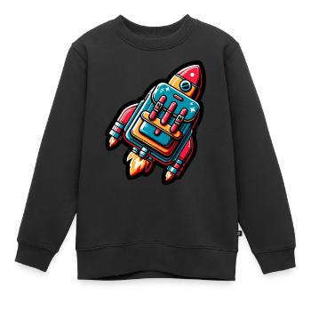 Schulstart-Rakete - Kinder Premium Organic Sweatshirt - Schwarz - Vorne - AI Model Kid Female (0cm)