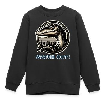 Dinosaur Dino Velociraptor Cretaceous - Kids Premium Organic Sweatshirt - black - Front - AI Model Kid Female (0cm)