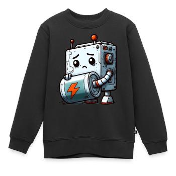 Pile Déchargée Pour Bot Robot - Sweat Premium enfant bio - noir - Devant - AI Model Kid Female (0cm)