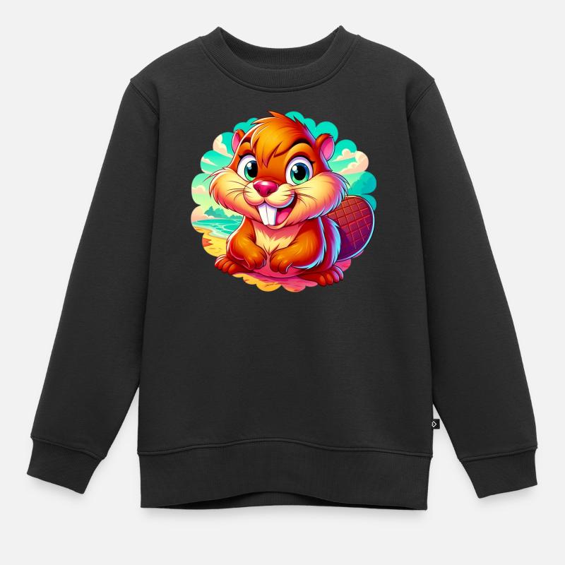 Castor - Sweat Premium enfant bio - noir