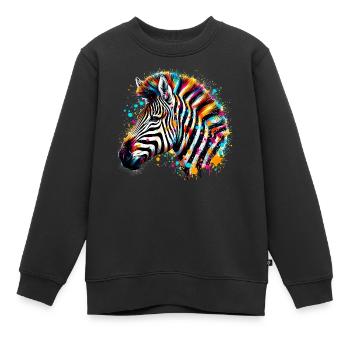 Zebra - Kinder Premium Organic Sweatshirt - Schwarz - Vorne - AI Model Kid Female (0cm)