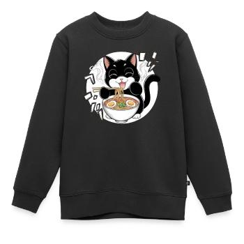 Cat Ramen Noodle Japanese Anime Manga Ramen Kawaii - Kinder Premium Organic Sweatshirt - Schwarz - Vorne - AI Model Kid Female (0cm)