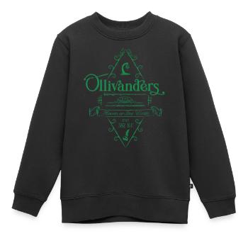 Harry Potter Logo Boutique Ollivander Vert - Sweat Premium enfant bio - noir - Devant - AI Model Kid Female (0cm)