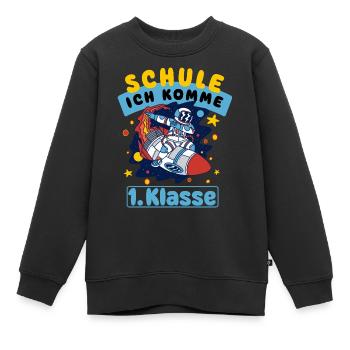 Einschulung Schulkind 1. Klasse Astronaut Weltall - Kinder Premium Organic Sweatshirt - Schwarz - Vorne - AI Model Kid Female (0cm)