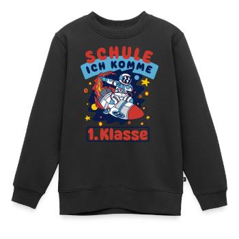 Schule ich komme! Einschulung Schulkind Astronaut - Kinder Premium Organic Sweatshirt - Schwarz - Vorne - AI Model Kid Female (0cm)