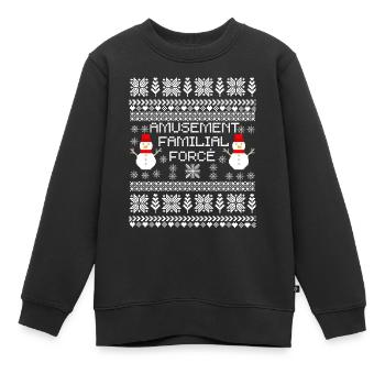 Amusement familial forcé Noël humour - Sweat Premium enfant bio - noir - Devant - AI Model Kid Female (0cm)