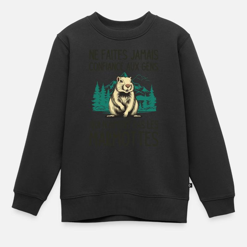 les marmottes - Sweat Premium enfant bio - noir