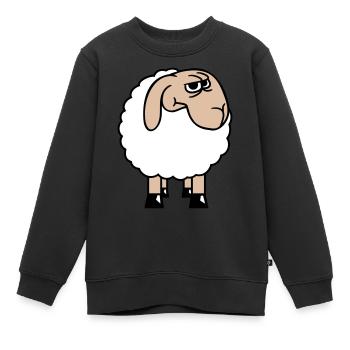 Le mouton a l’air sceptique, critique, regards suspicieux - Sweat Premium enfant bio - noir - Devant - AI Model Kid Female (0cm)