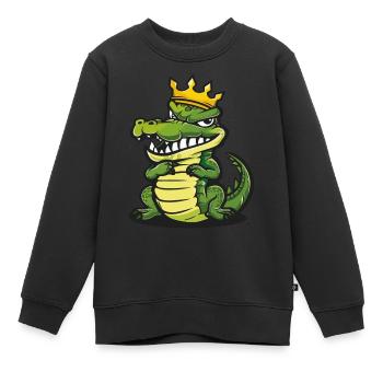 Alligator Cartoon Couronne - Sweat Premium enfant bio - noir - Devant - AI Model Kid Female (0cm)