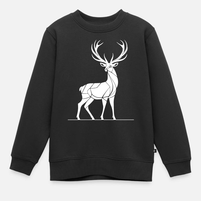 Cerf élaphe abstrait avec des bois - Sweat Premium enfant bio - noir