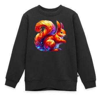 Écureuil - Sweat Premium enfant bio - noir - Devant - AI Model Kid Female (0cm)