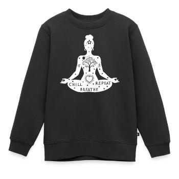 L’art du yoga #3 - Sweat Premium enfant bio - noir - Devant - AI Model Kid Female (0cm)