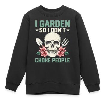 I Garden So I Don't Choke People Botanical Gardeni - Kids Premium Organic Sweatshirt - black - Front - AI Model Kid Female (0cm)