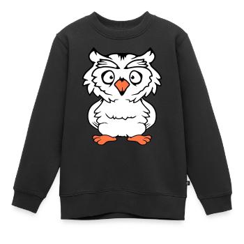 Eule Vogel Uhu Nachtvogel Schleiereule Kauz Comic - Kinder Premium Organic Sweatshirt - Schwarz - Vorne - AI Model Kid Female (0cm)