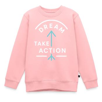 Motivating "Dream. Take Action“ Design - Kids Premium Organic Sweatshirt - rose - Front - AI Model Kid Female (0cm)