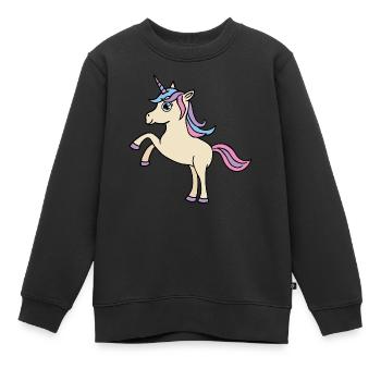 Licorne (bande dessinée, kawaii) - Sweat Premium enfant bio - noir - Devant - AI Model Kid Female (0cm)