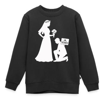 couple marié - Sweat Premium enfant bio - noir - Devant - AI Model Kid Female (0cm)