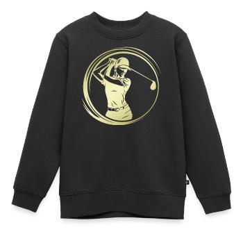 Golfer Silhouette - Kinder Premium Organic Sweatshirt - Schwarz - Vorne - AI Model Kid Female (0cm)