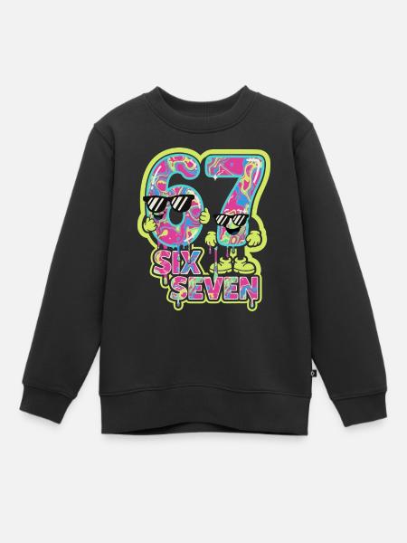 Kids Meme 67 Six Seven 6 7 Italian meme - Premium børne sweatshirt økologisk - sort