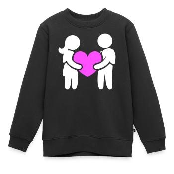 Couple amoureux - Sweat Premium enfant bio - noir - Devant - AI Model Kid Female (0cm)