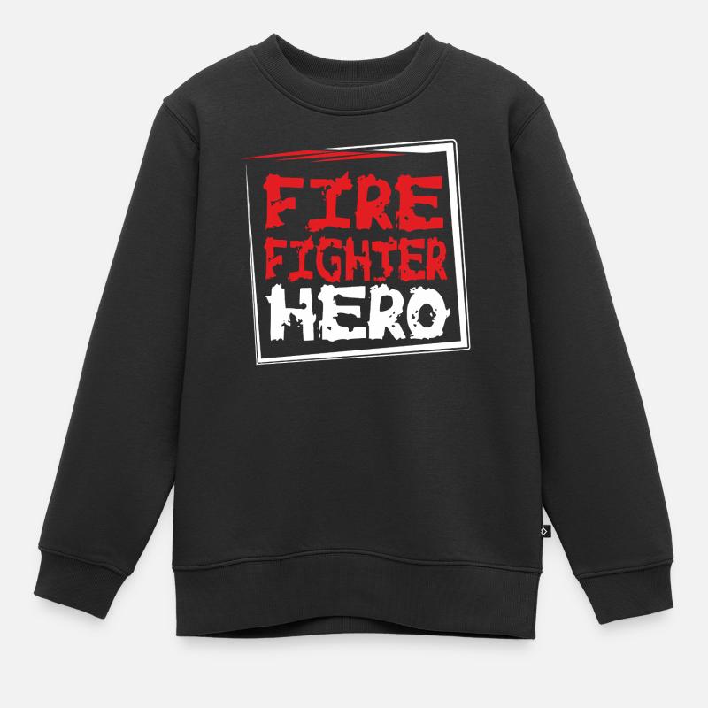 POMPIER-HÉROS - Sweat Premium enfant bio - noir