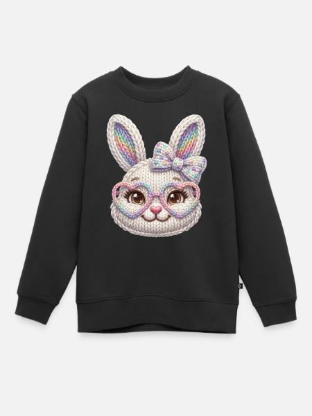 Osterhase Sonnenbrille Schleife Faux Yarn Ostern - Kinder Premium Organic Sweatshirt - Schwarz
