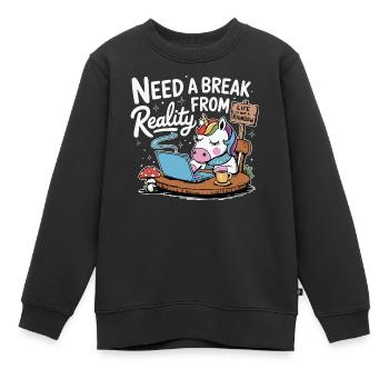 Ordinateur portable licorne pause au bureau Ordinateur drôle - Sweat Premium enfant bio - noir - Devant - AI Model Kid Female (0cm)