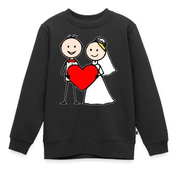Hochzeitspaar Cartoon Herz - Kinder Premium Organic Sweatshirt - Schwarz - Vorne - AI Model Kid Female (0cm)